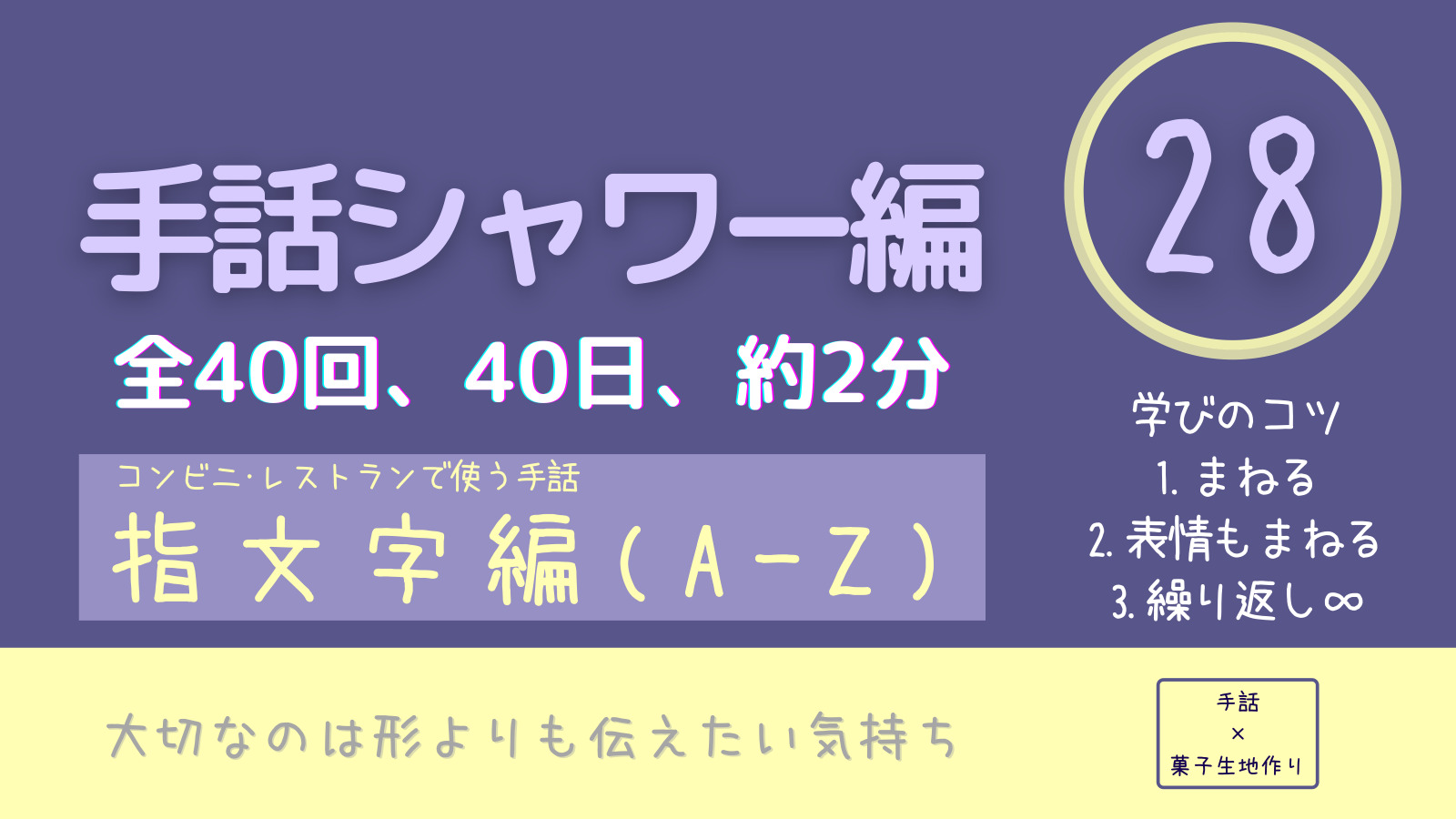 コンビニ レストランで使う手話 Lesson28 指文字編 A Z Abcd Efg Hijk Lmn Opqr Stu Vw Xyz お菓子生地作り大学